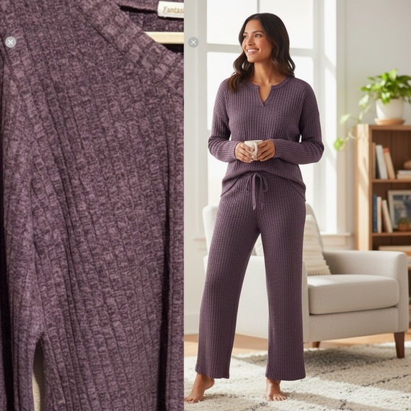 Fantaslook Purple Ribbed Loungewear Set - Picture 2 of 11